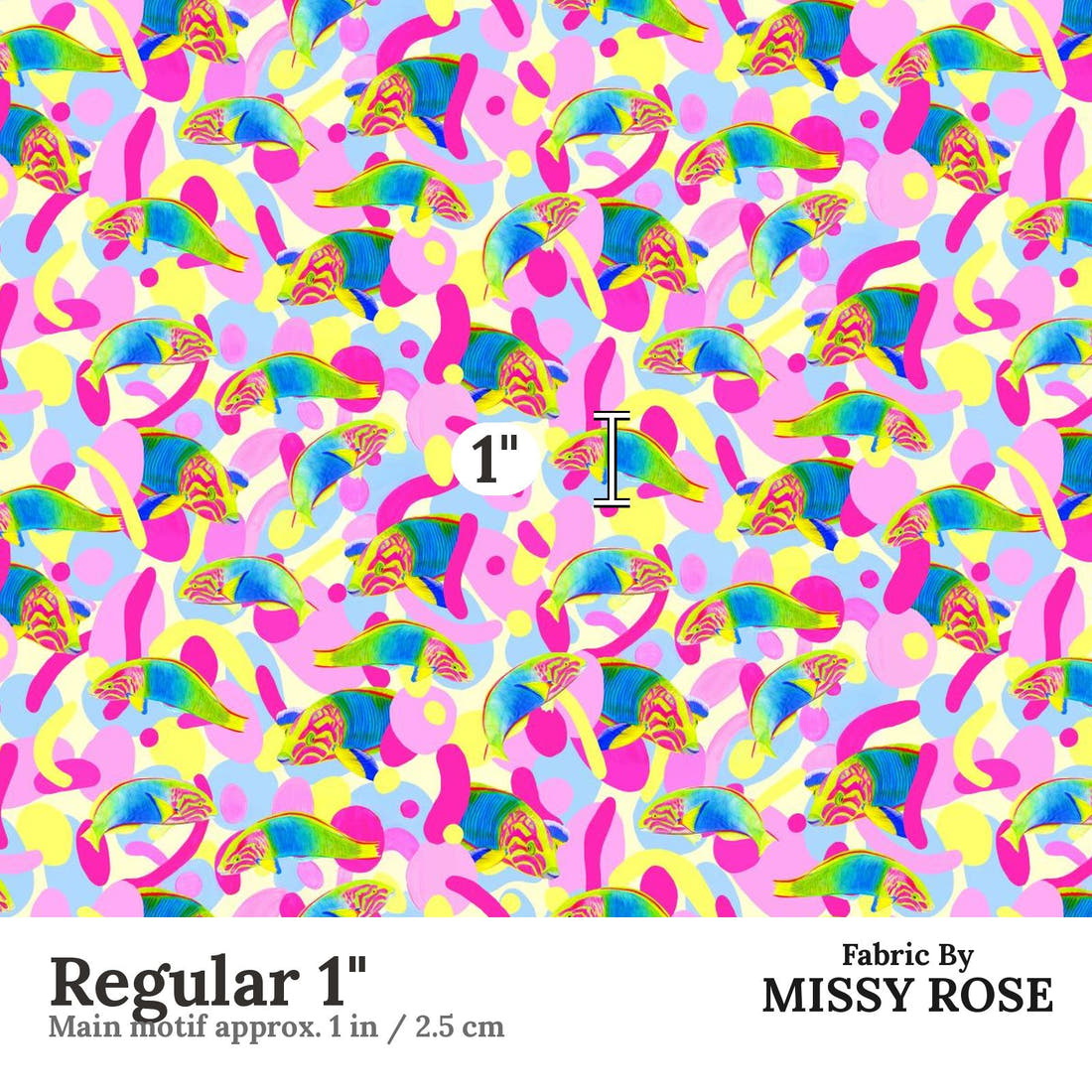 Girl and The Deep Blue Sea 51 Regular 1 inch print scale guide | Fabric by Missy Rose