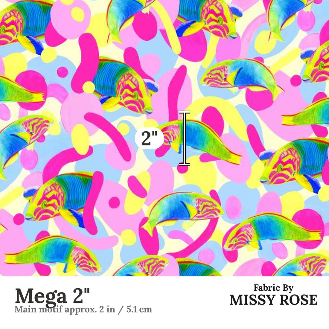 Girl and The Deep Blue Sea 51 Mega 2 inch print scale guide | Fabric by Missy Rose