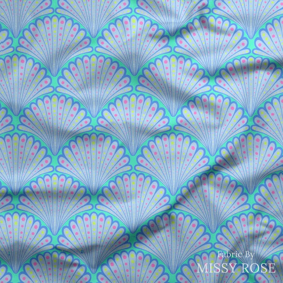 Girl and The Deep Blue Sea 52 draped fabric mockup - custom printed fabric by the metre | Fabric by Missy Rose