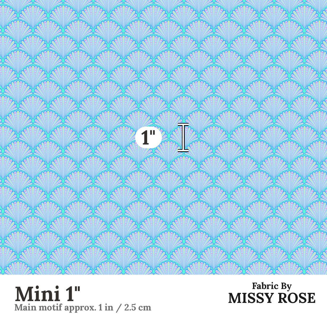 Girl and The Deep Blue Sea 52 Mini 1 inch print scale guide | Fabric by Missy Rose