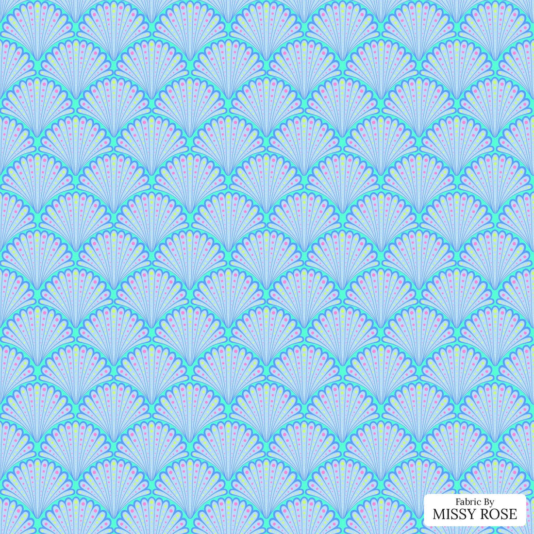 Girl and The Deep Blue Sea 52 flat view of the printed design | Fabric by Missy Rose