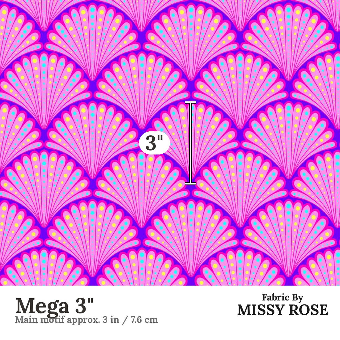 Girl and The Deep Blue Sea 53 Mega 3 inch print scale guide | Fabric by Missy Rose
