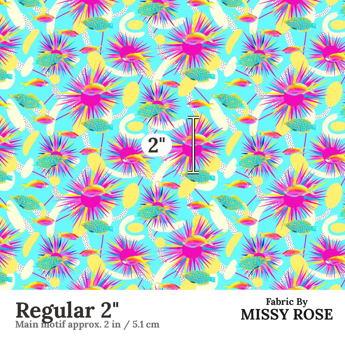Girl and The Deep Blue Sea 54 Regular 2 inch print scale guide | Fabric by Missy Rose