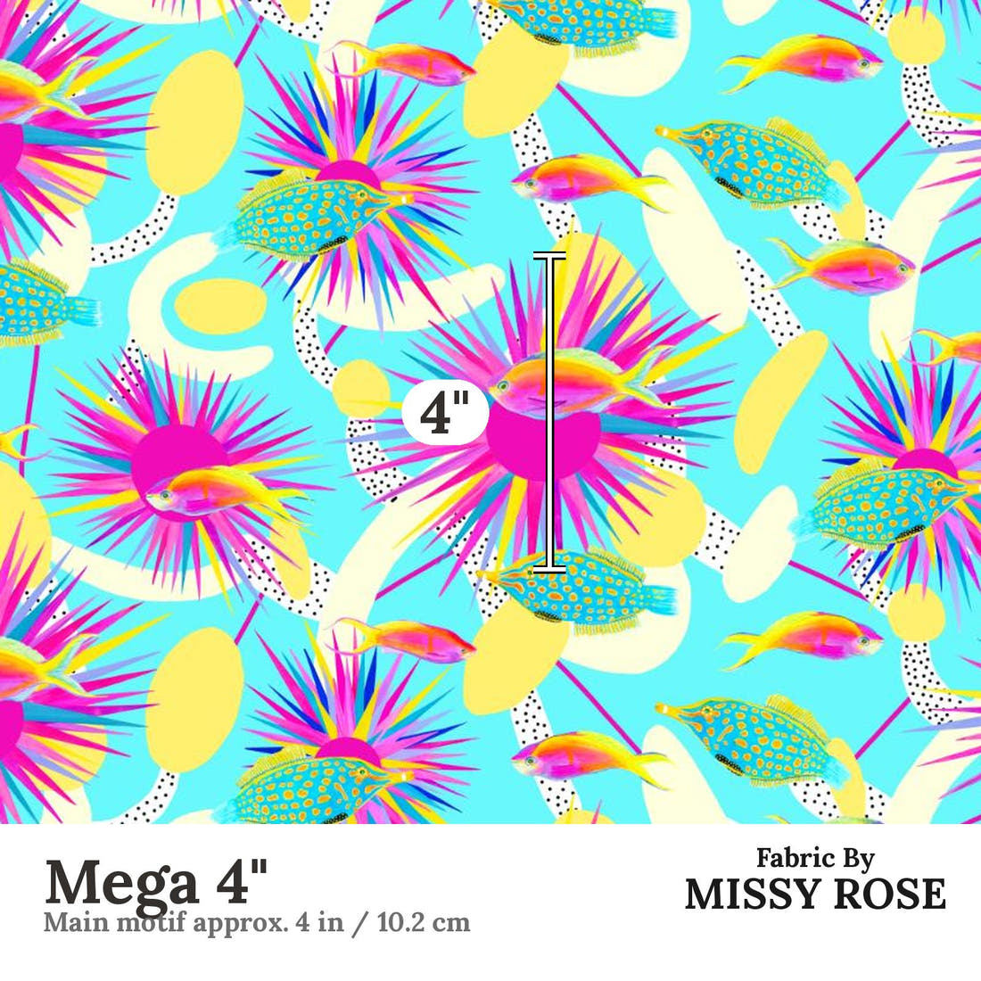 Girl and The Deep Blue Sea 54 Mega 4 inch print scale guide | Fabric by Missy Rose