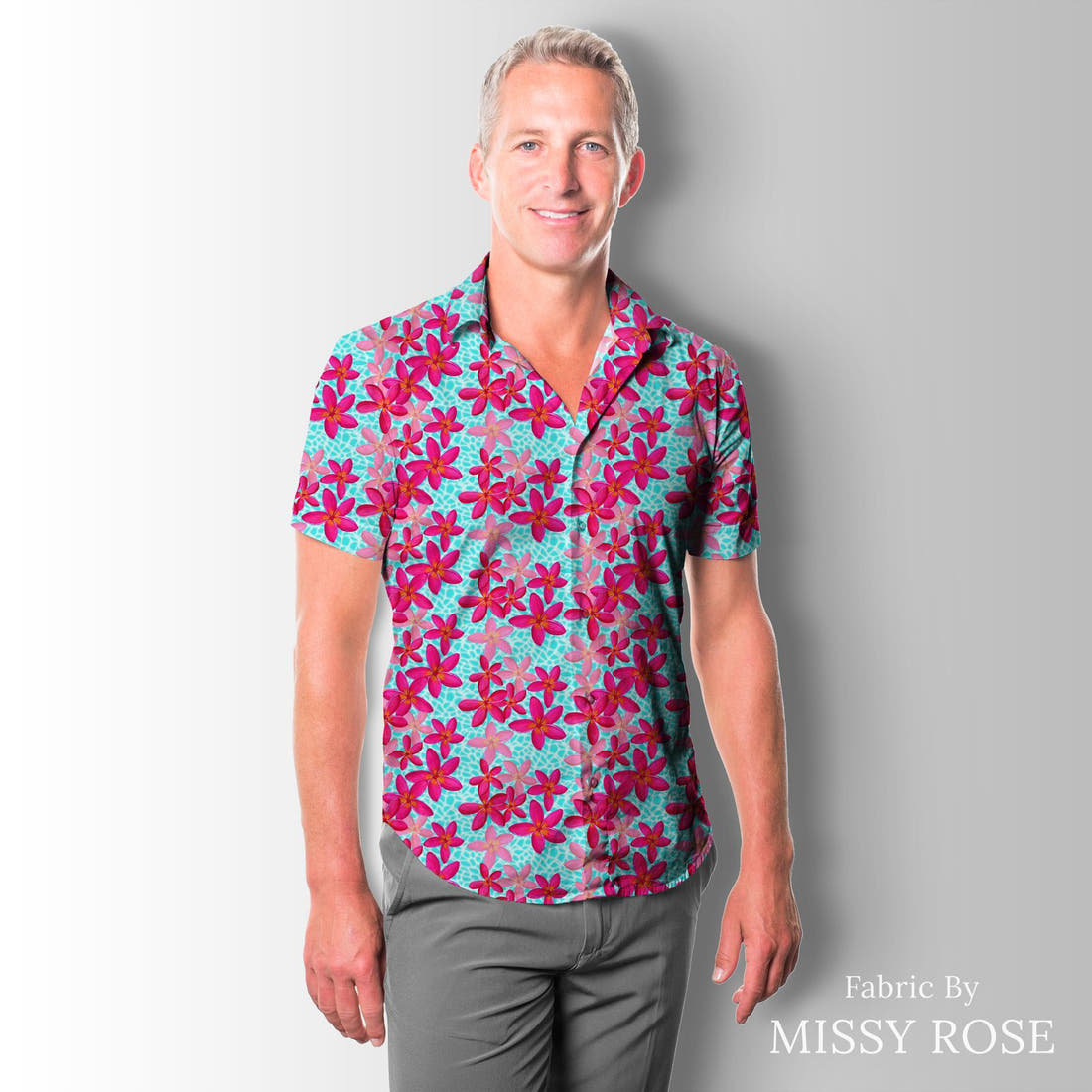 Girl and The Deep Blue Sea 55 sewn into a men's shirt - custom printed fabric | Fabric by Missy Rose