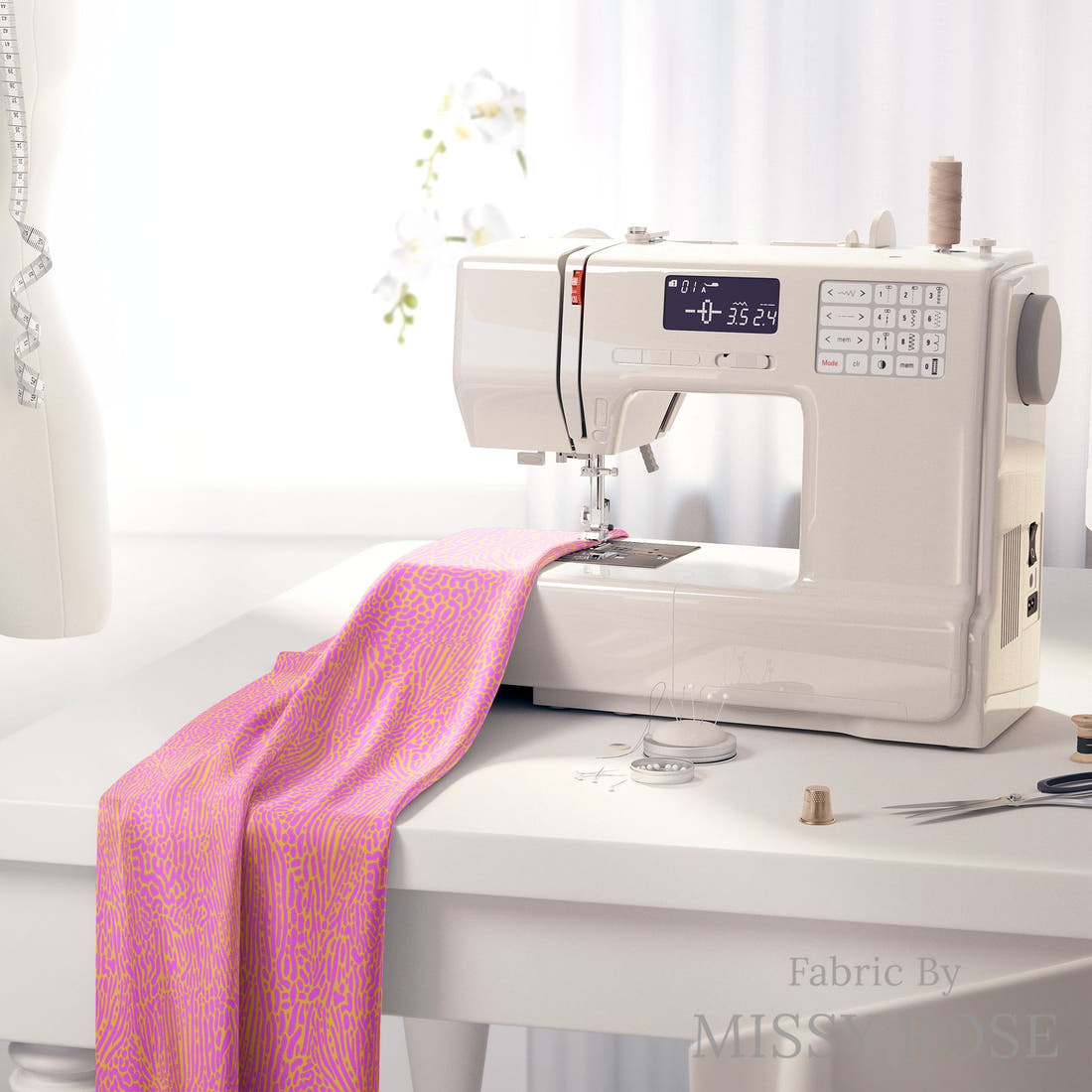 Girl and The Deep Blue Sea 56 fabric on a sewing machine - sew your own | Fabric by Missy Rose