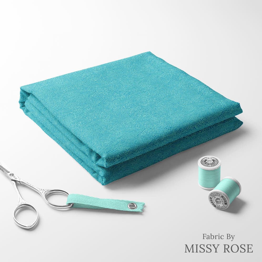 Girl and The Deep Blue Sea 57 folded fabric stack with matching thread - pre-order fabric Australia | Fabric by Missy Rose