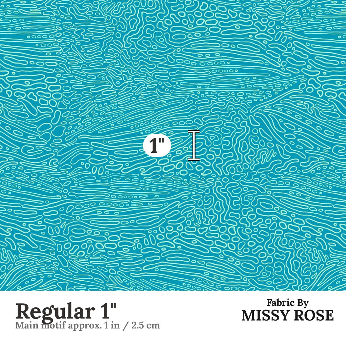 Girl and The Deep Blue Sea 57 Regular 1 inch print scale guide | Fabric by Missy Rose