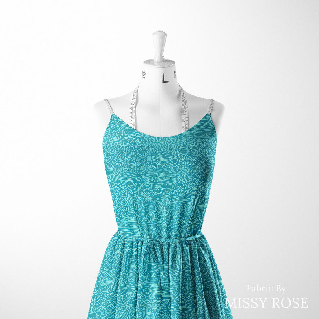 Girl and The Deep Blue Sea 57 sewn into a women's dress - custom printed fabric | Fabric by Missy Rose