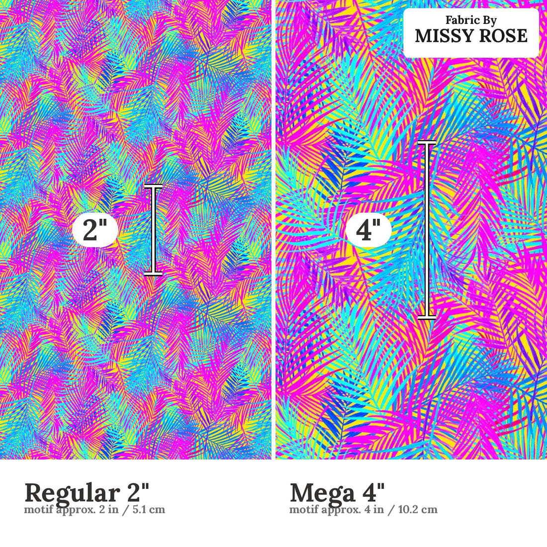 Girl and The Deep Blue Sea 61 Regular 2 inch vs Mega 4 inch print scale side by side | Fabric by Missy Rose