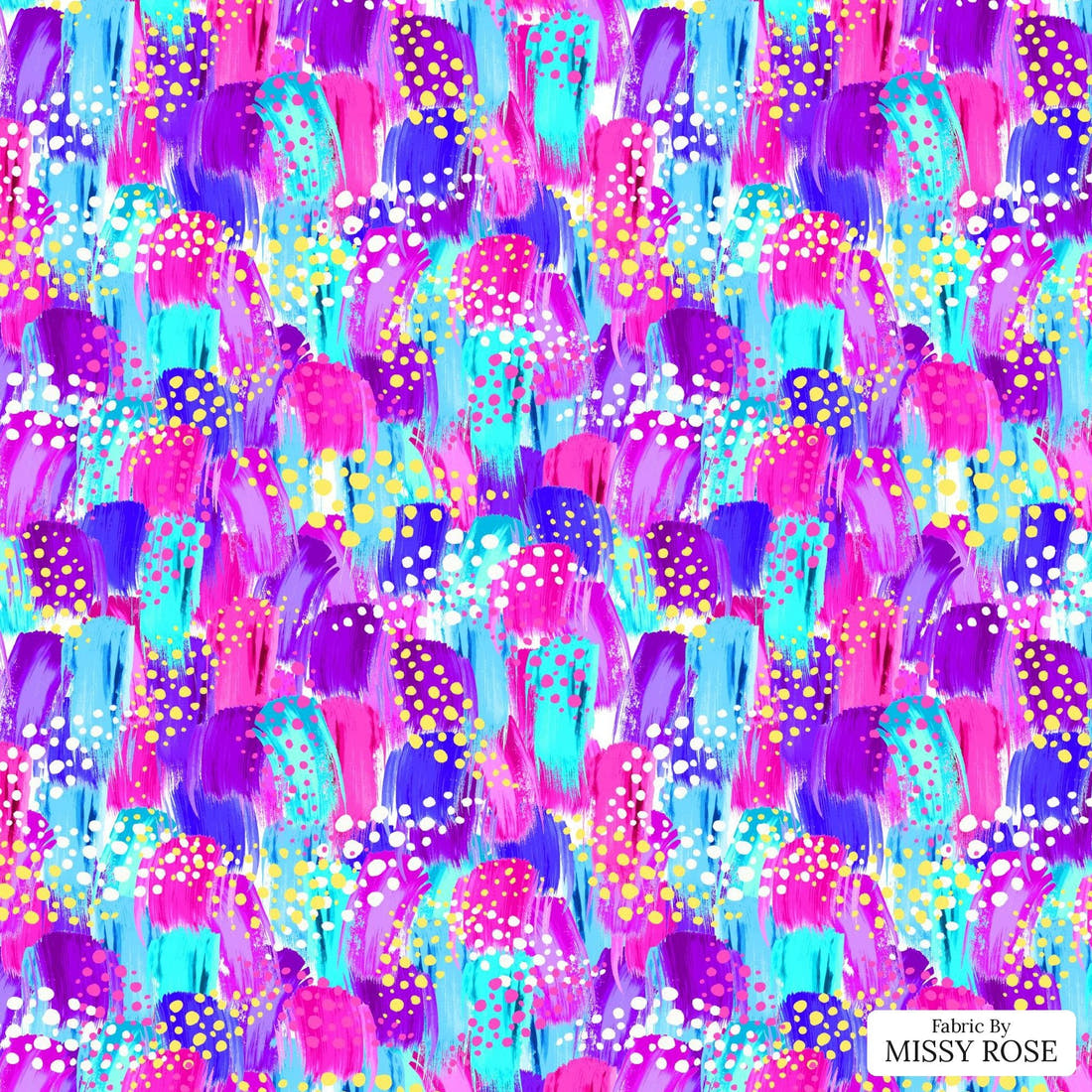 Girl and The Deep Blue Sea 62 flat view of the printed design | Fabric by Missy Rose