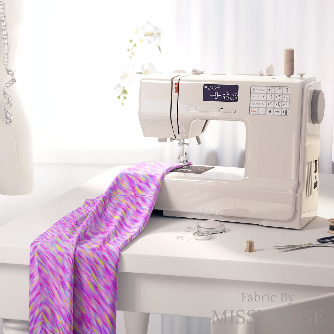 Girl and The Deep Blue Sea 63 fabric on a sewing machine - sew your own | Fabric by Missy Rose