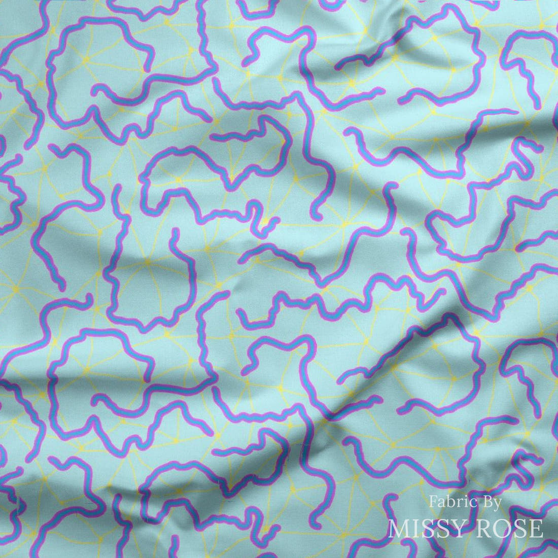 Girl and The Deep Blue Sea 64 draped fabric mockup - custom printed fabric by the metre | Fabric by Missy Rose