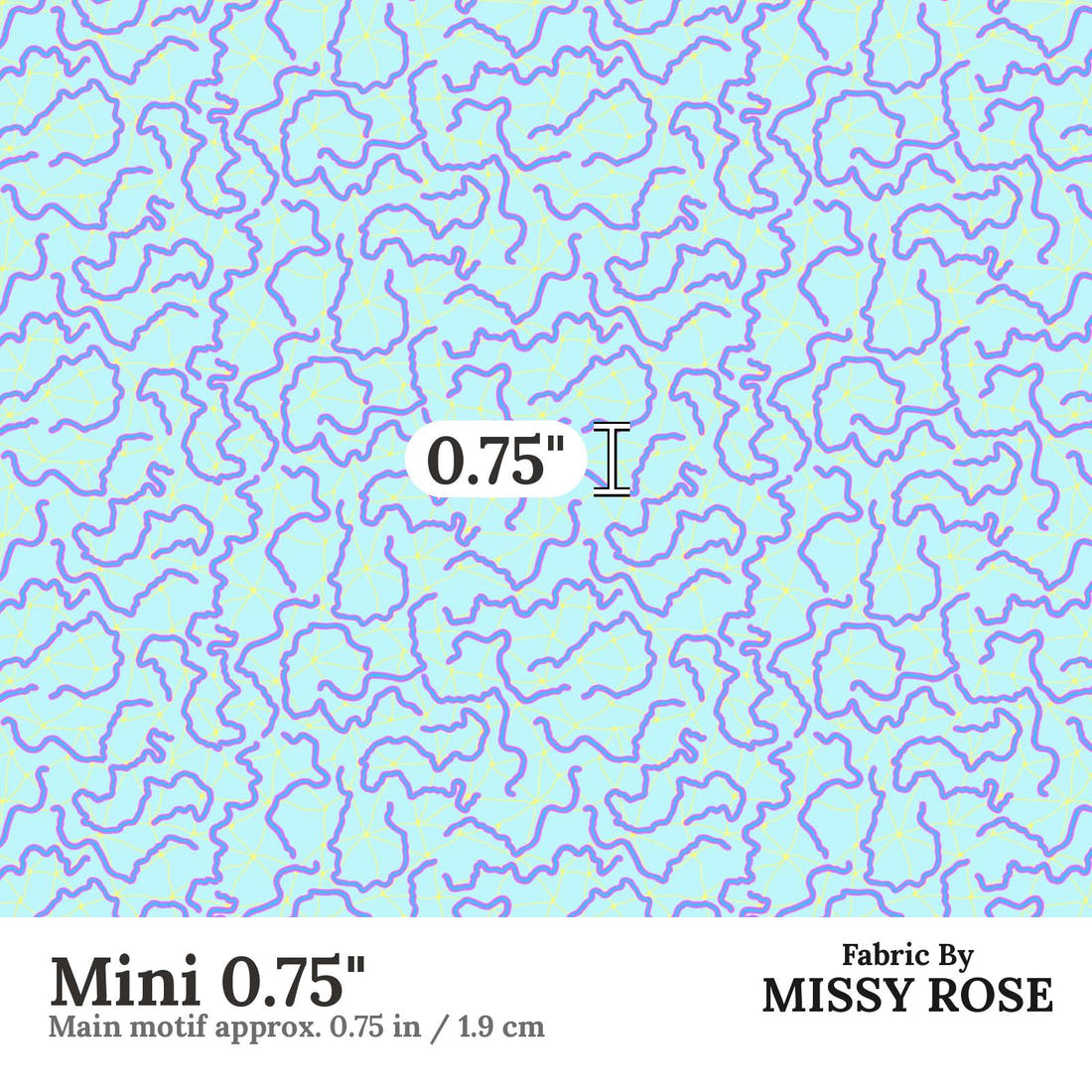Girl and The Deep Blue Sea 64 Mini 0.75 inch print scale guide | Fabric by Missy Rose