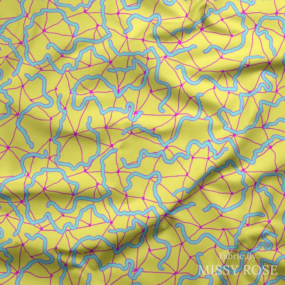 Girl and The Deep Blue Sea 65 draped fabric mockup - custom printed fabric by the metre | Fabric by Missy Rose