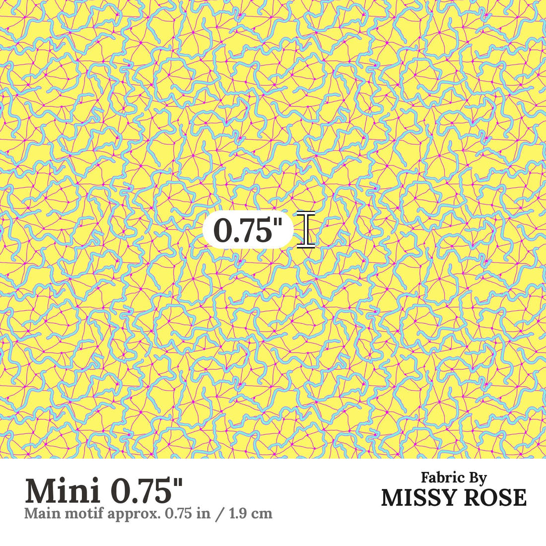 Girl and The Deep Blue Sea 65 Mini 0.75 inch print scale guide | Fabric by Missy Rose