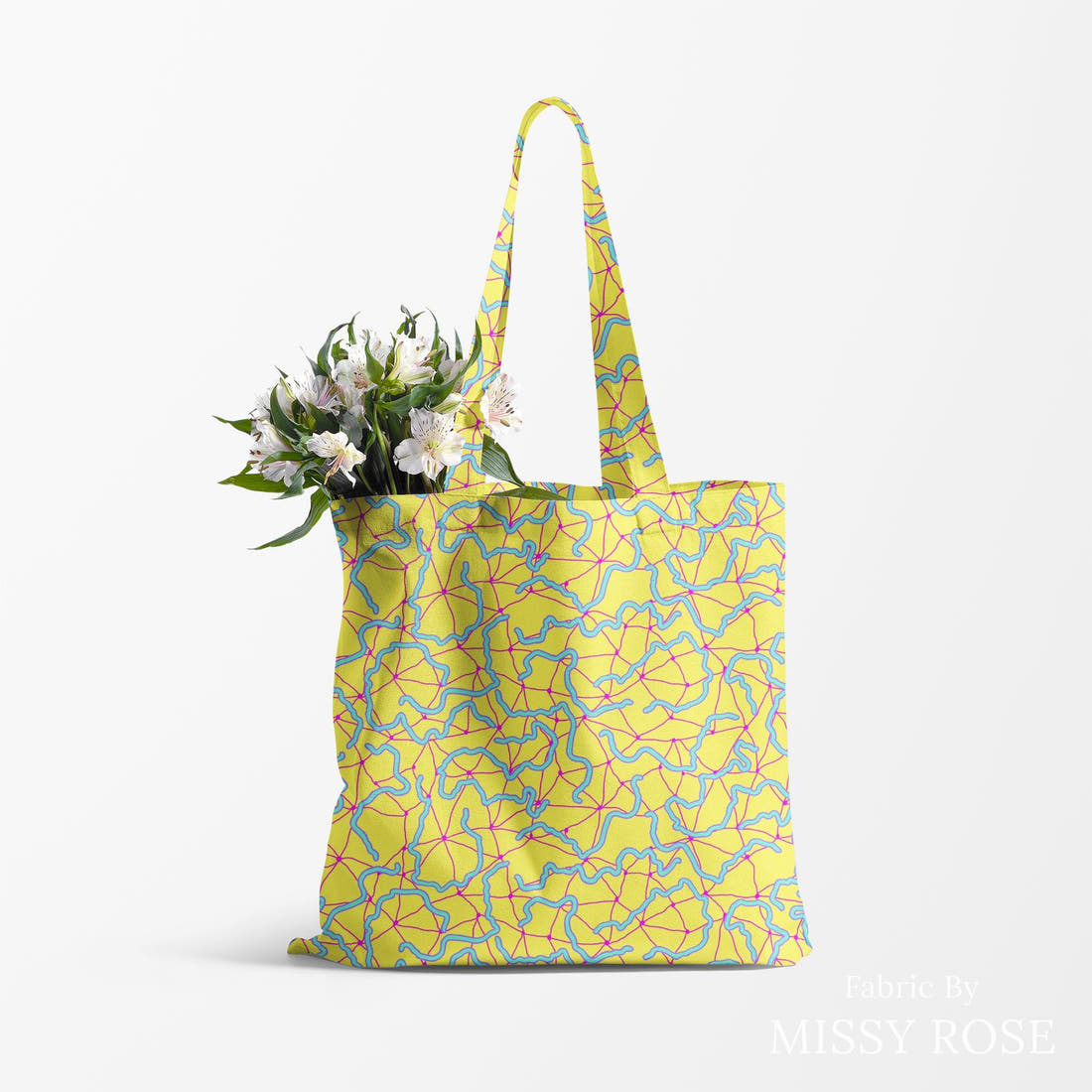 Girl and The Deep Blue Sea 65 made up as a tote bag - custom printed fabric | Fabric by Missy Rose