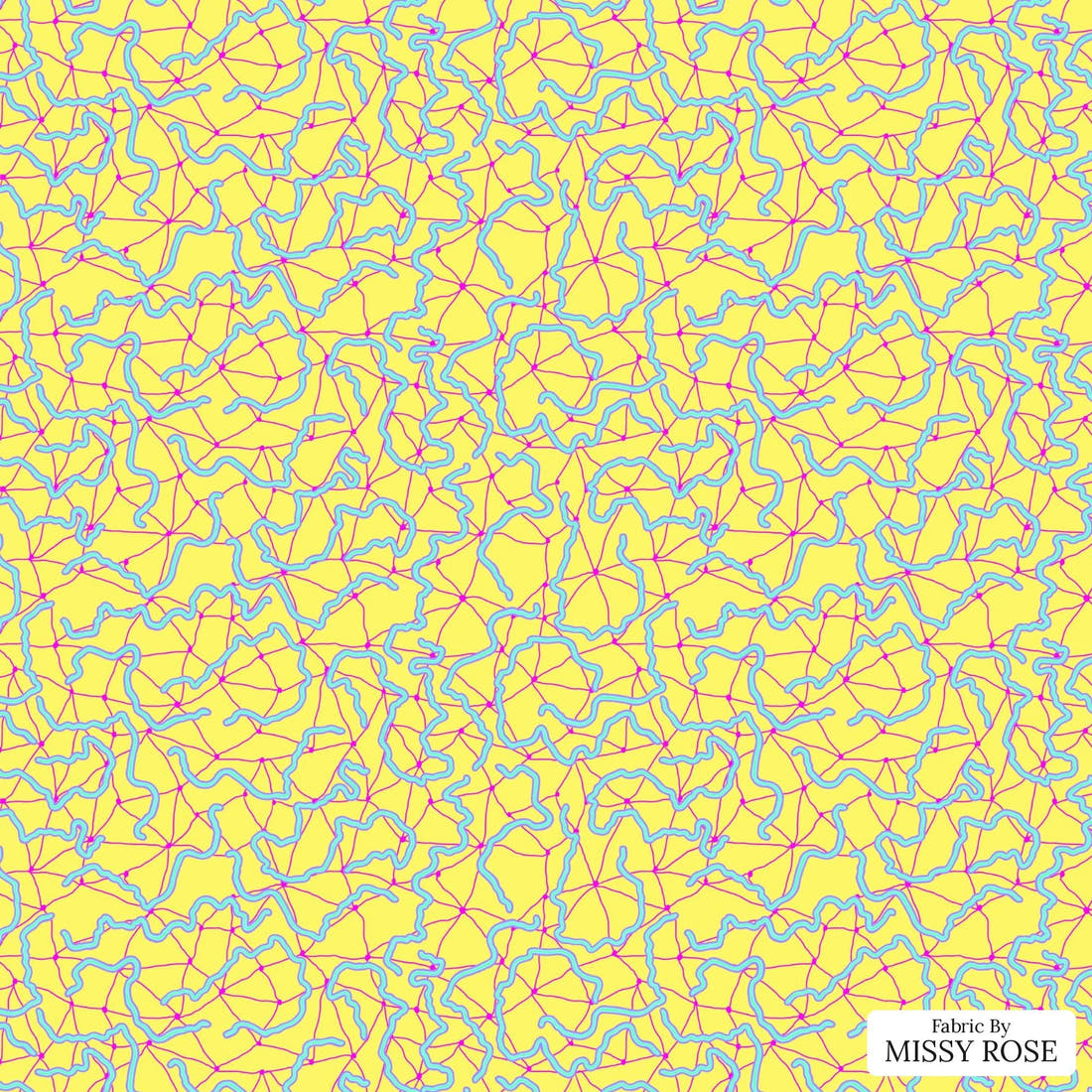 Girl and The Deep Blue Sea 65 flat view of the printed design | Fabric by Missy Rose