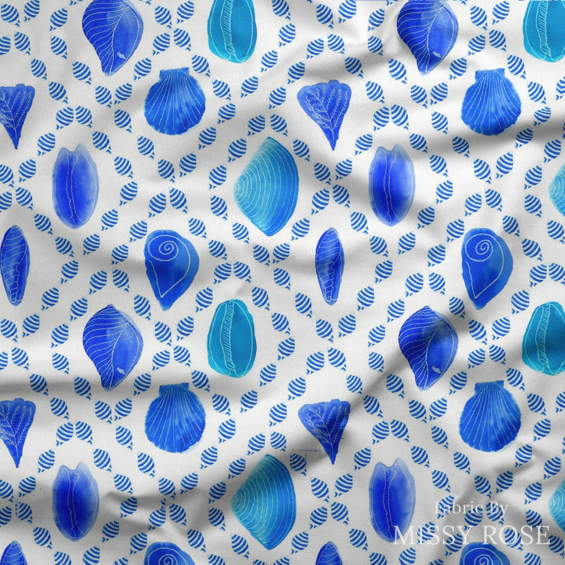 Girl and The Deep Blue Sea 66 draped fabric mockup - custom printed fabric by the metre | Fabric by Missy Rose