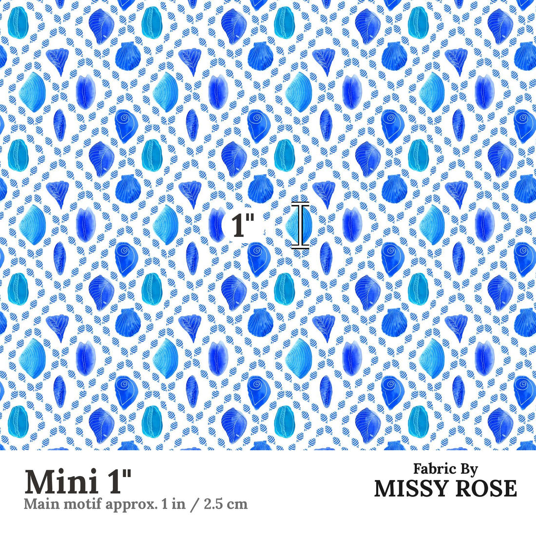 Girl and The Deep Blue Sea 66 Mini 1 inch print scale guide | Fabric by Missy Rose