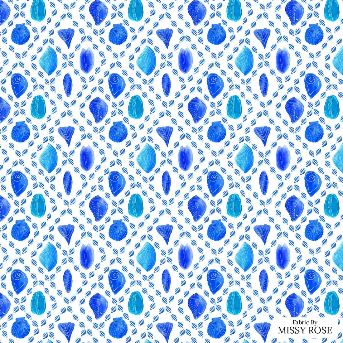 Girl and The Deep Blue Sea 66 flat view of the printed design | Fabric by Missy Rose