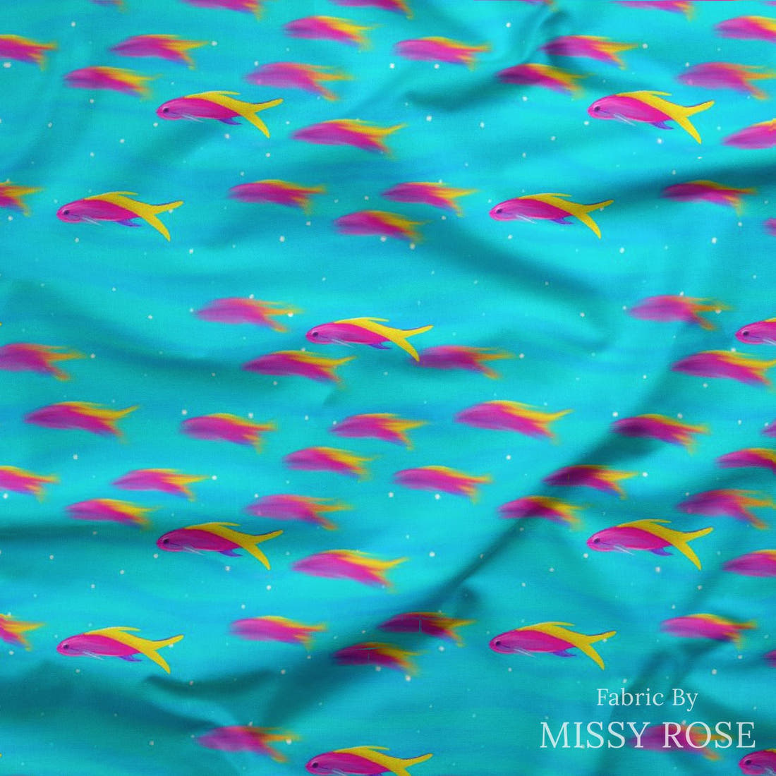 Girl and The Deep Blue Sea 67 draped fabric mockup - custom printed fabric by the metre | Fabric by Missy Rose