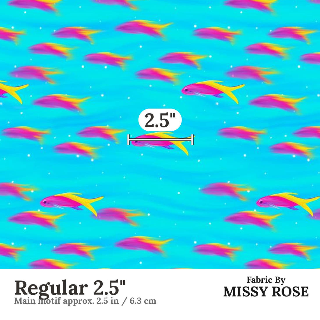Girl and The Deep Blue Sea 67 Regular 2.5 inch print scale guide | Fabric by Missy Rose