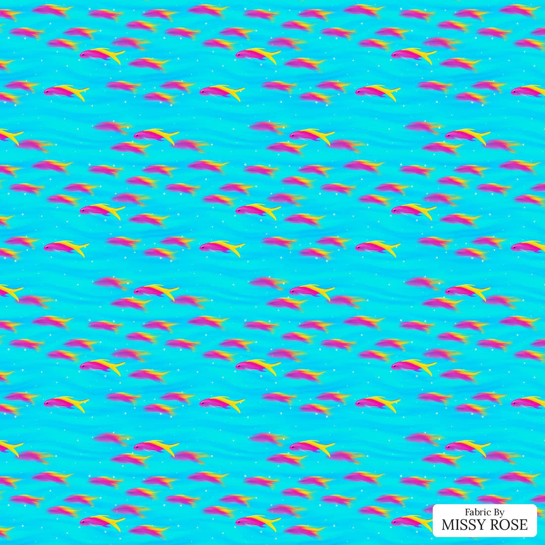 Girl and The Deep Blue Sea 67 flat view of the printed design | Fabric by Missy Rose