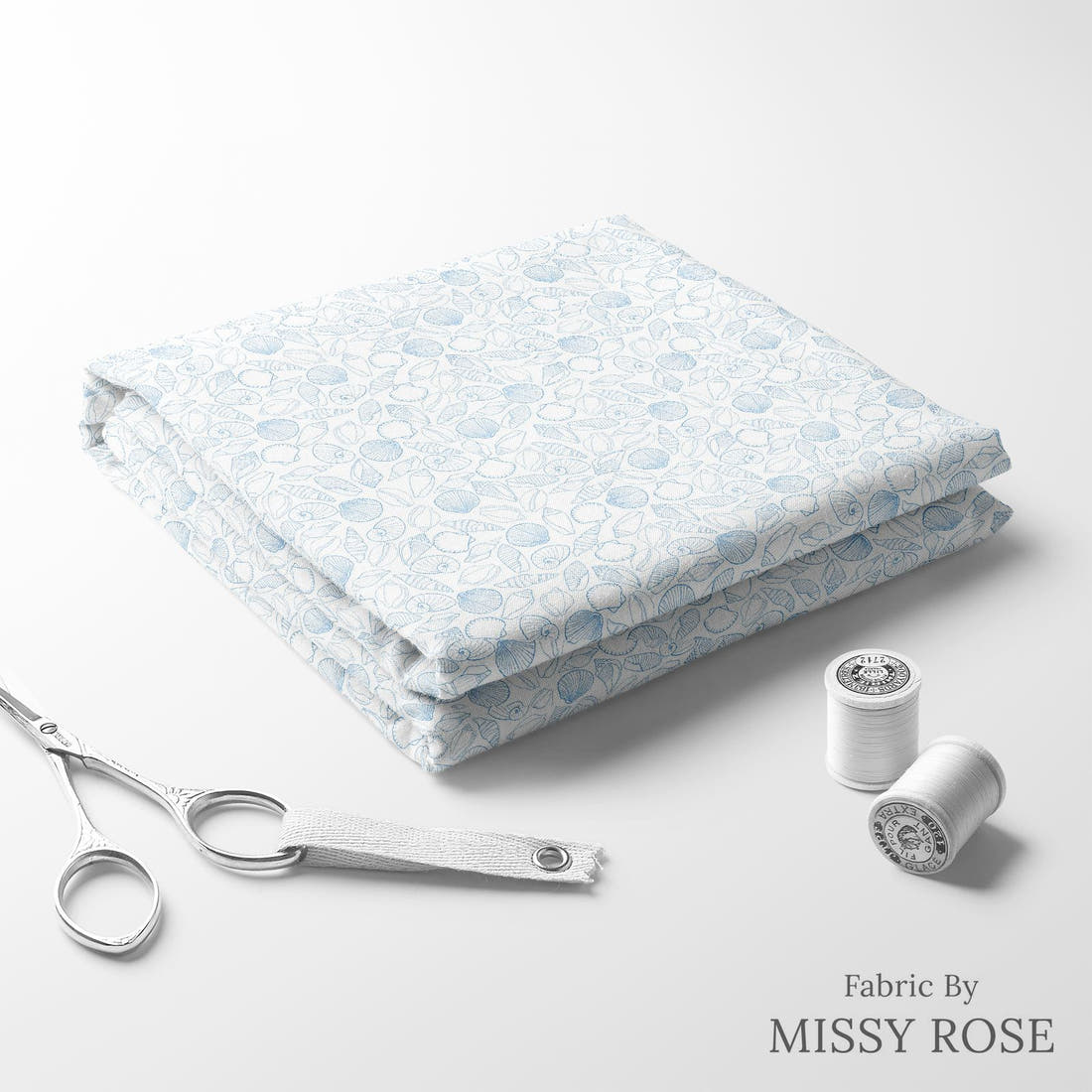 Girl and The Deep Blue Sea 68 folded fabric stack with matching thread - pre-order fabric Australia | Fabric by Missy Rose