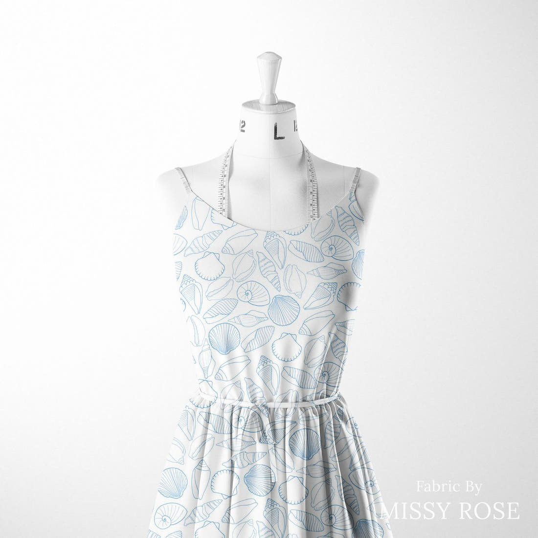 Girl and The Deep Blue Sea 68 sewn into a women's dress - custom printed fabric | Fabric by Missy Rose