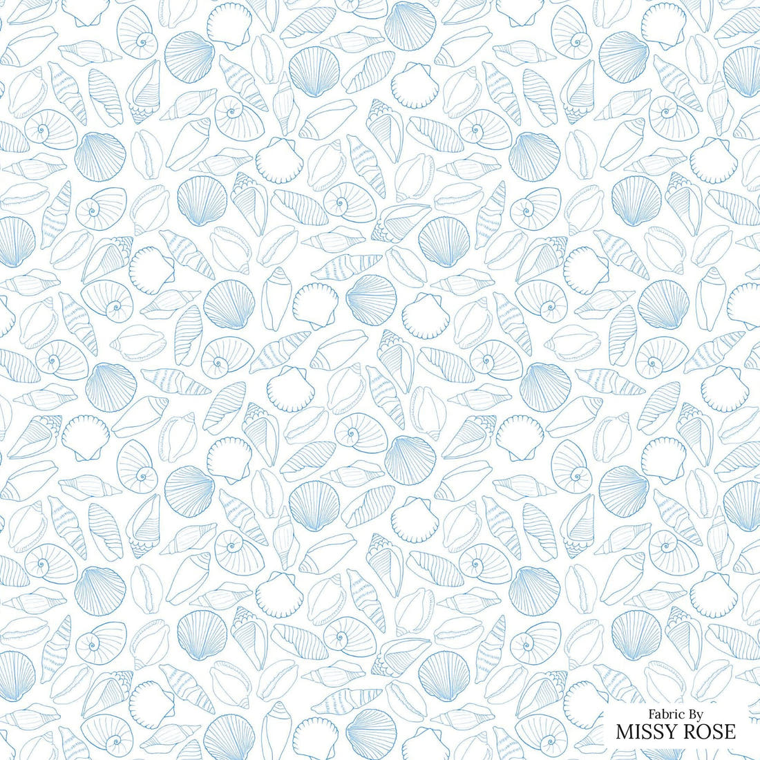 Girl and The Deep Blue Sea 68 flat view of the printed design | Fabric by Missy Rose