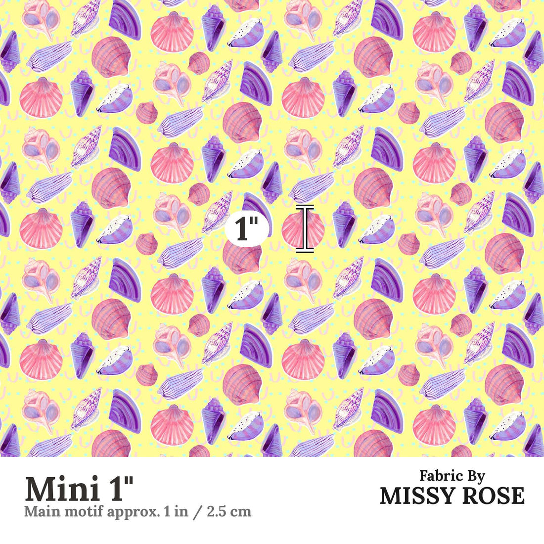 Girl and The Deep Blue Sea 69 Mini 1 inch print scale guide | Fabric by Missy Rose