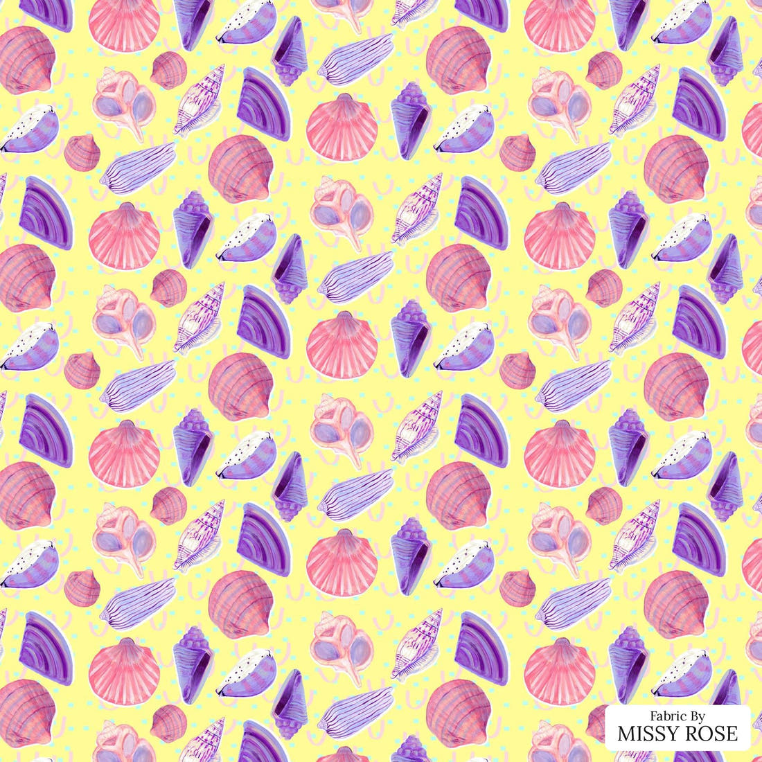 Girl and The Deep Blue Sea 69 flat view of the printed design | Fabric by Missy Rose