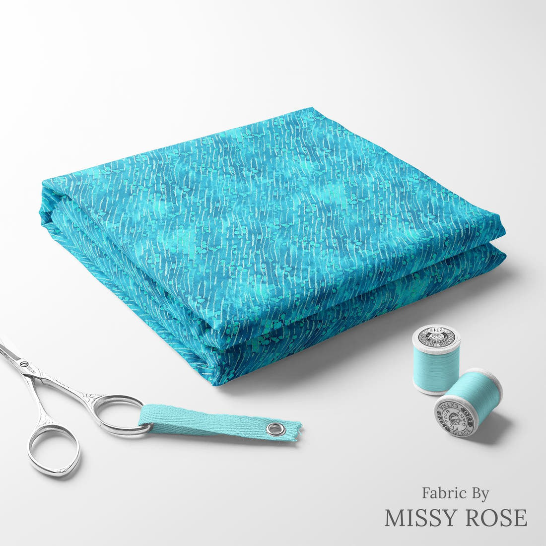 Girl and The Deep Blue Sea 70 folded fabric stack with matching thread - pre-order fabric Australia | Fabric by Missy Rose