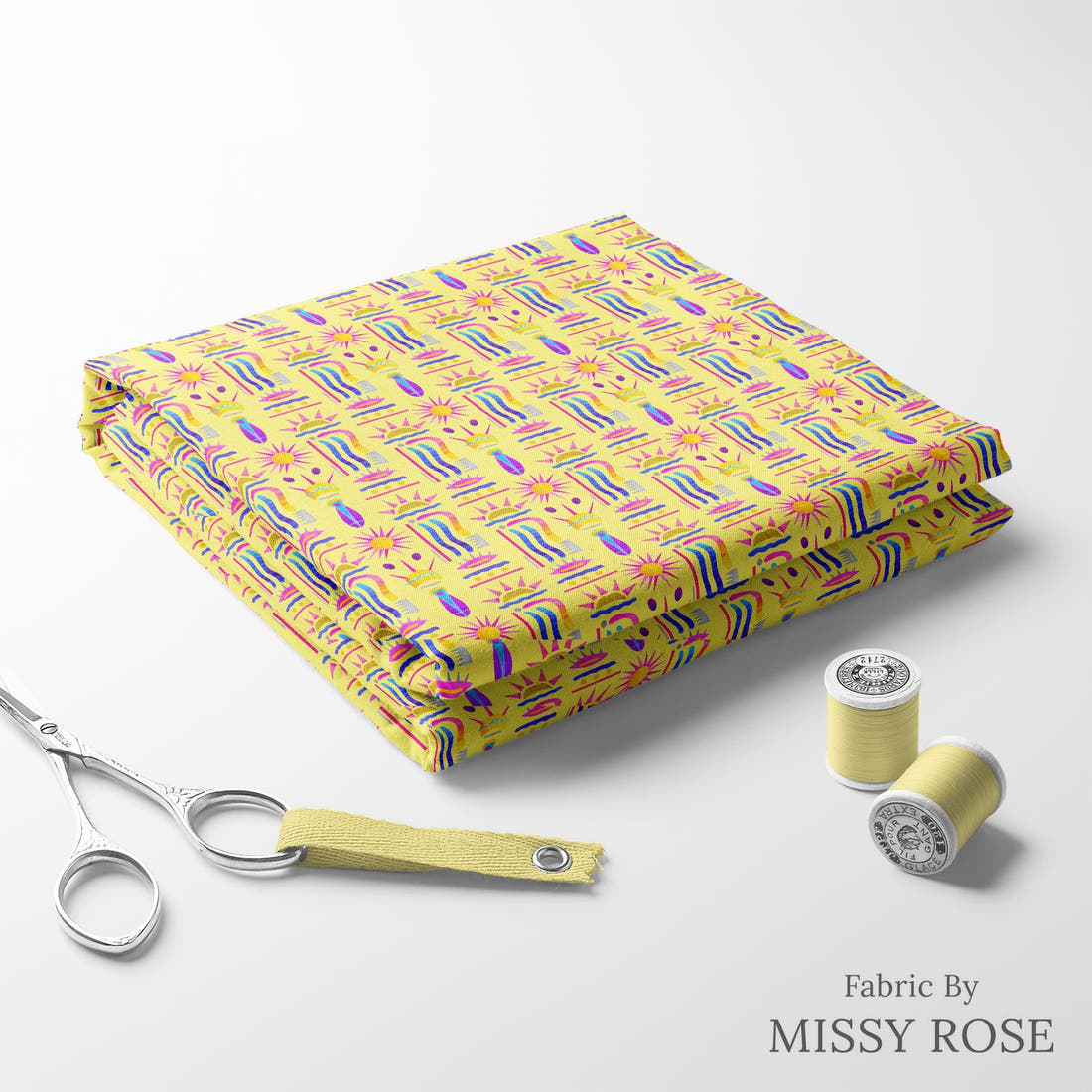 Girl and The Deep Blue Sea 71 folded fabric stack with matching thread - pre-order fabric Australia | Fabric by Missy Rose