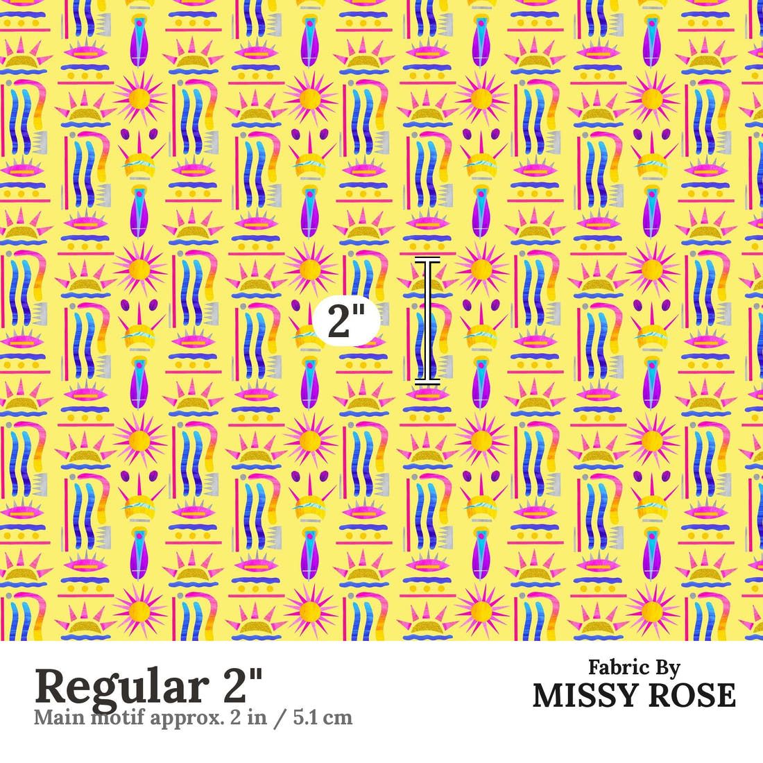Girl and The Deep Blue Sea 71 Regular 2 inch print scale guide | Fabric by Missy Rose