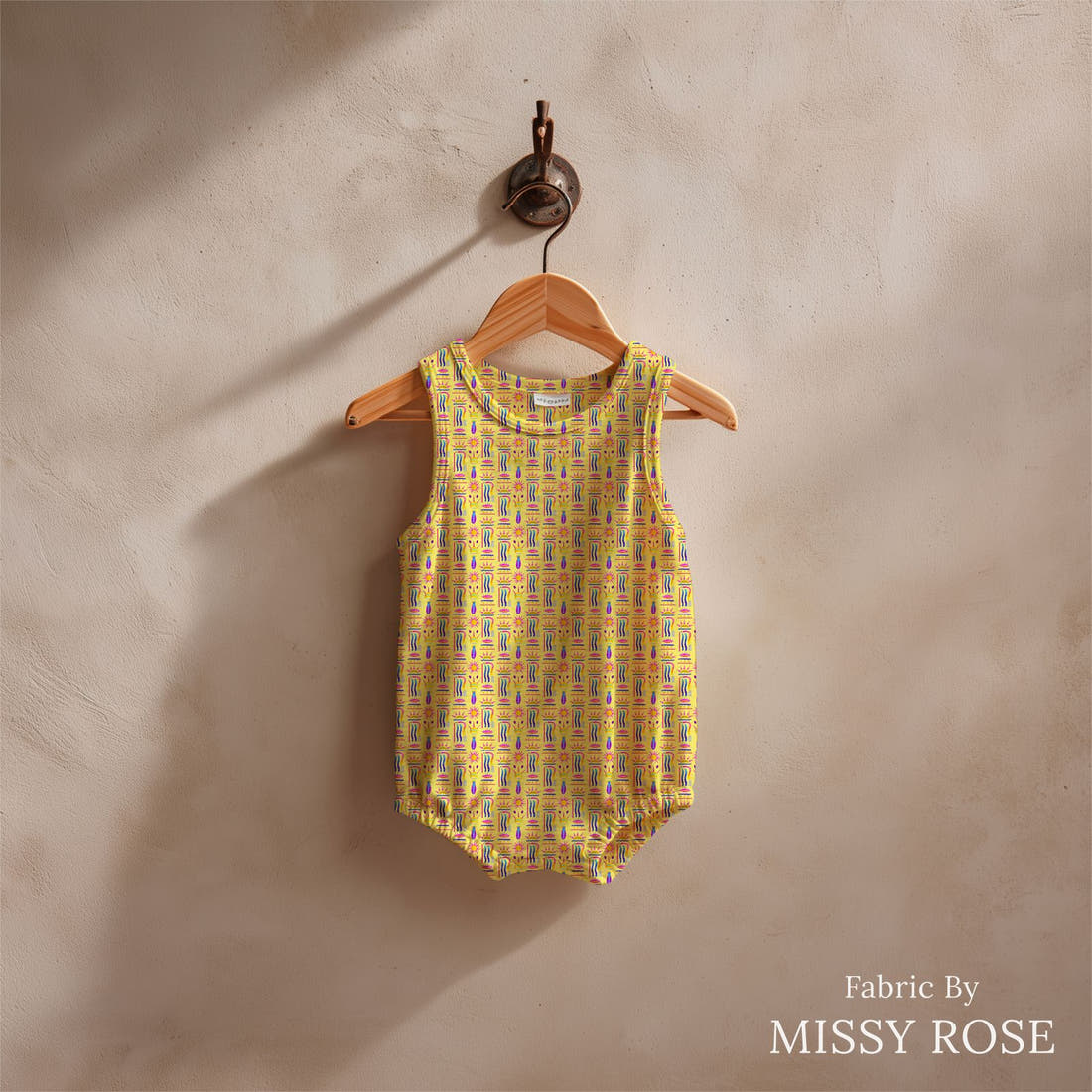 Girl and The Deep Blue Sea 71 sewn into a baby romper - custom printed fabric | Fabric by Missy Rose