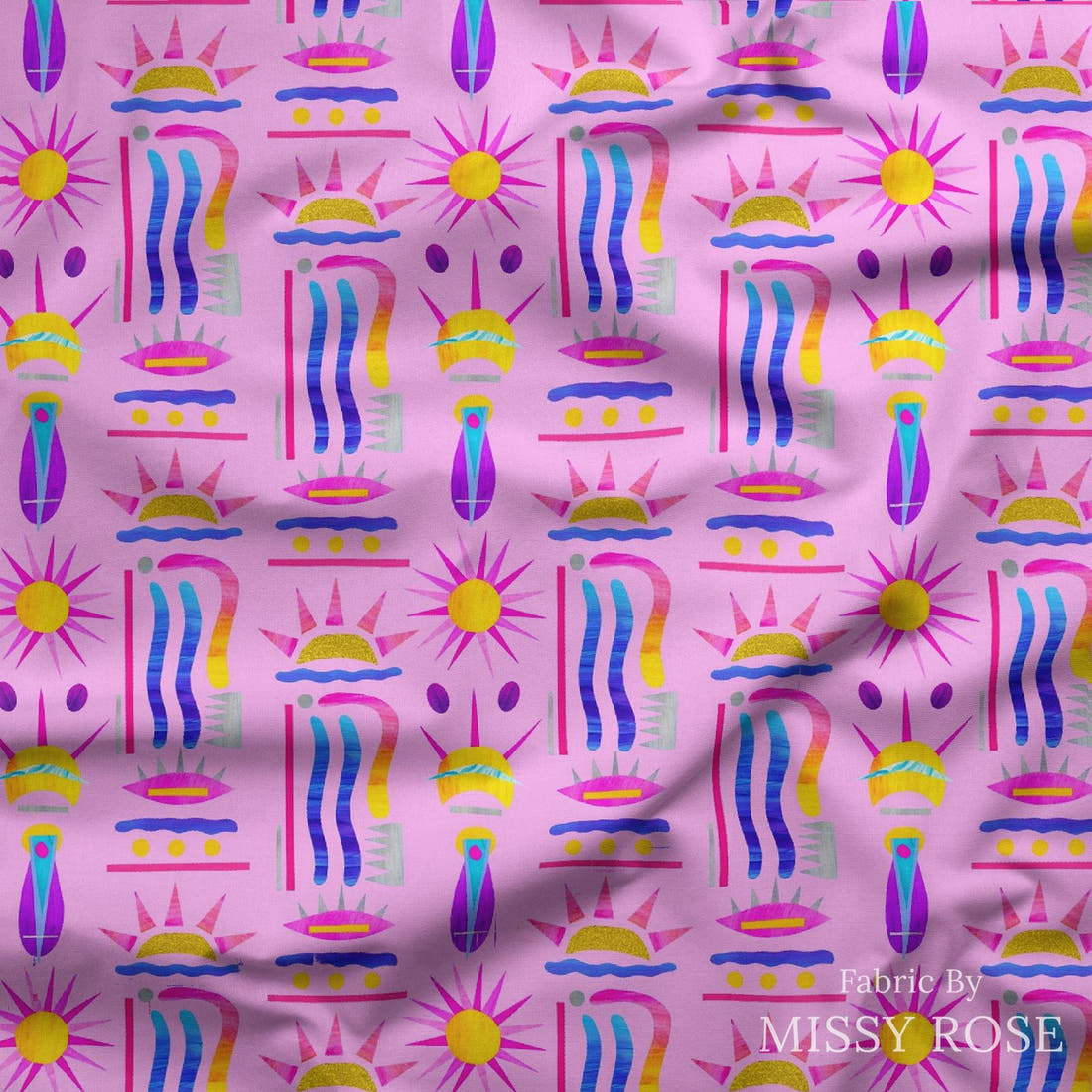 Girl and The Deep Blue Sea 72 draped fabric mockup - custom printed fabric by the metre | Fabric by Missy Rose
