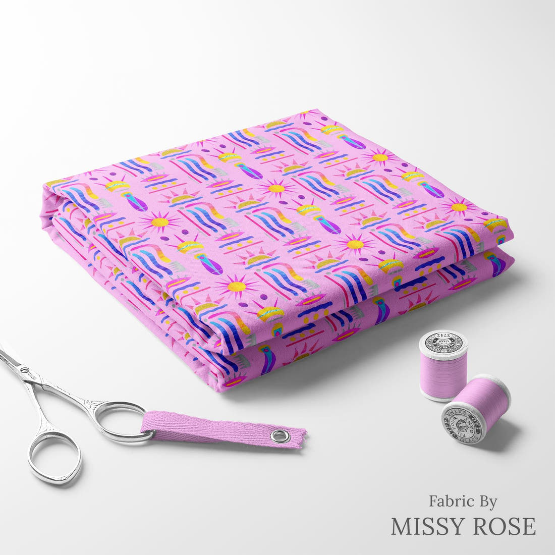 Girl and The Deep Blue Sea 72 folded fabric stack with matching thread - pre-order fabric Australia | Fabric by Missy Rose