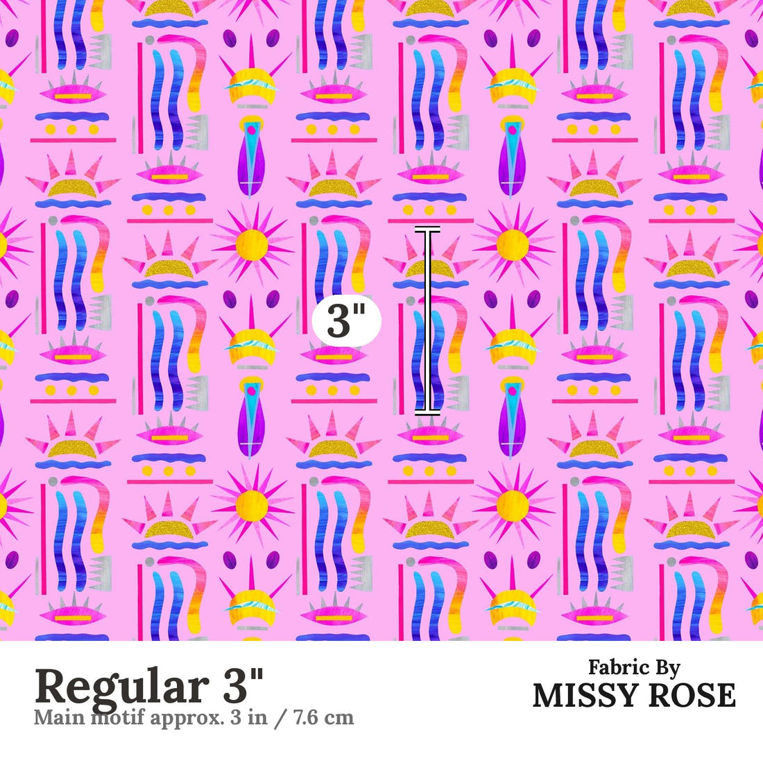 Girl and The Deep Blue Sea 72 Regular 3 inch print scale guide | Fabric by Missy Rose