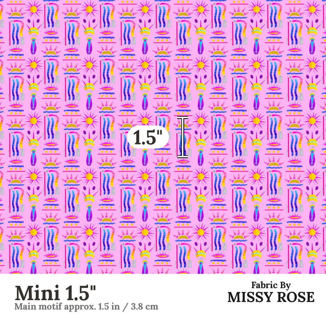 Girl and The Deep Blue Sea 72 Mini 1.5 inch print scale guide | Fabric by Missy Rose