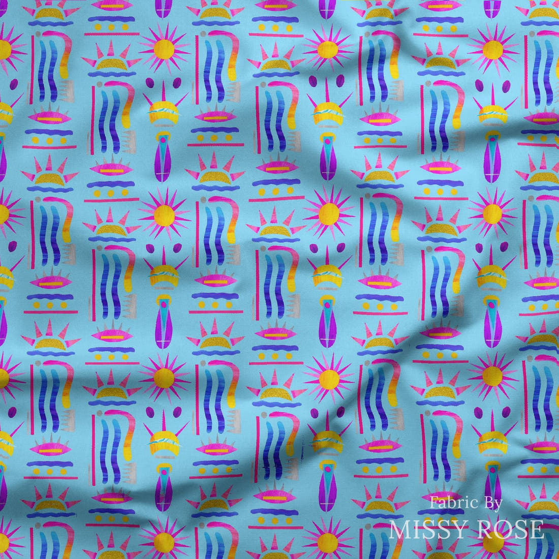 Girl and The Deep Blue Sea 73 draped fabric mockup - custom printed fabric by the metre | Fabric by Missy Rose