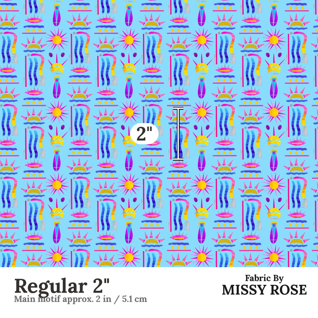 Girl and The Deep Blue Sea 73 Regular 2 inch print scale guide | Fabric by Missy Rose