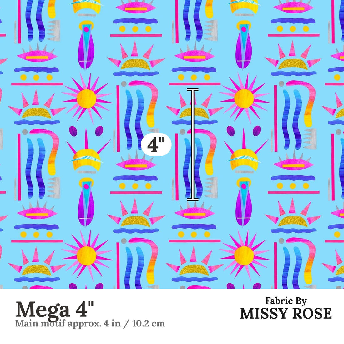Girl and The Deep Blue Sea 73 Mega 4 inch print scale guide | Fabric by Missy Rose