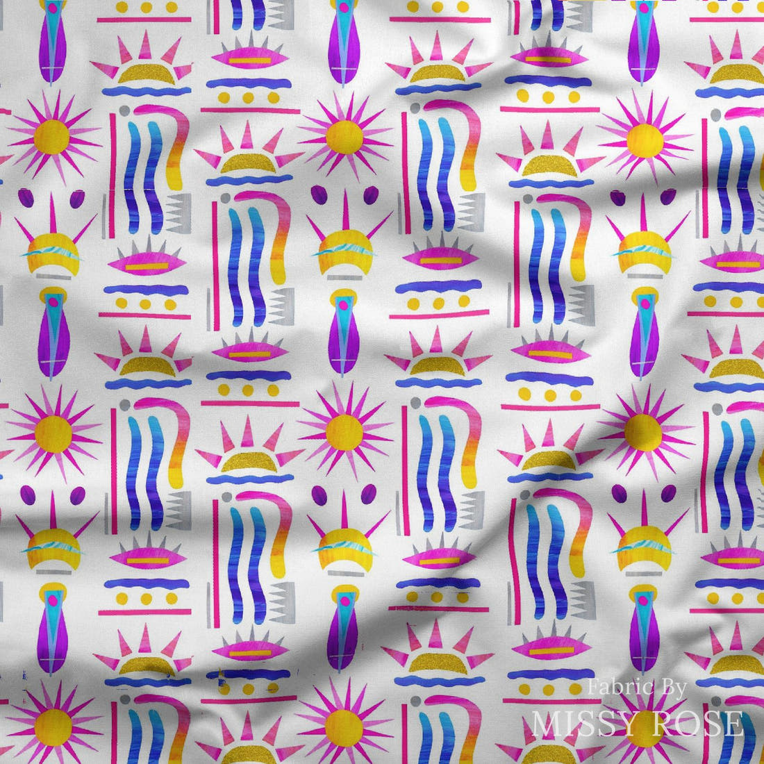 Girl and The Deep Blue Sea 74 draped fabric mockup - custom printed fabric by the metre | Fabric by Missy Rose