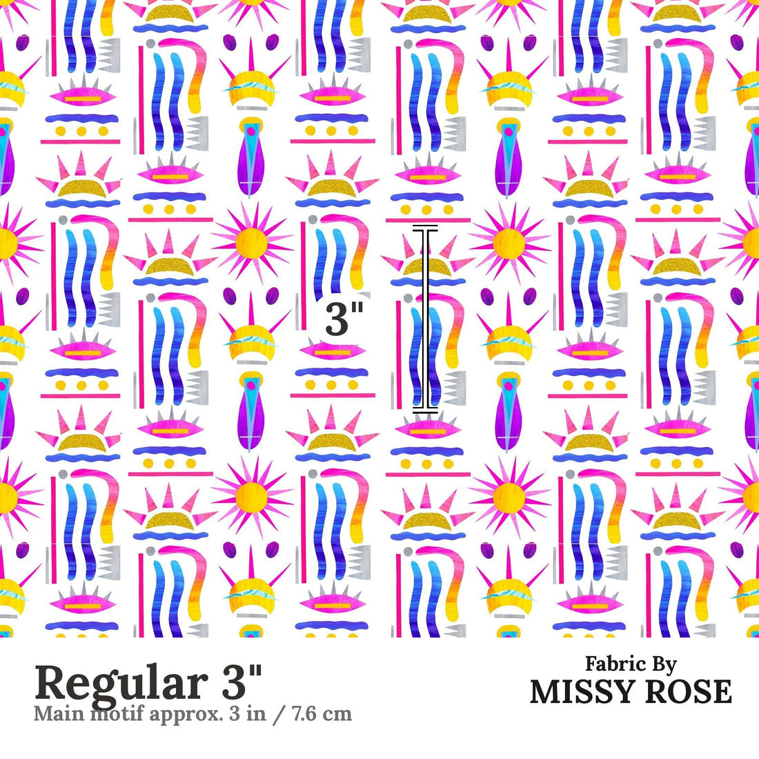 Girl and The Deep Blue Sea 74 Regular 3 inch print scale guide | Fabric by Missy Rose