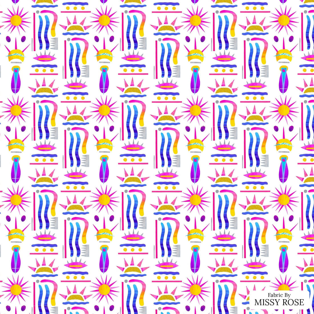 Girl and The Deep Blue Sea 74 flat view of the printed design | Fabric by Missy Rose