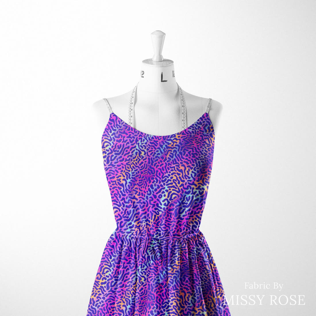 Girl and The Deep Blue Sea 76 sewn into a women's dress - custom printed fabric | Fabric by Missy Rose