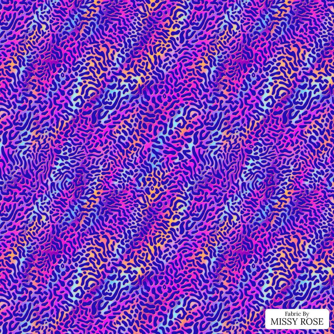 Girl and The Deep Blue Sea 76 flat view of the printed design | Fabric by Missy Rose