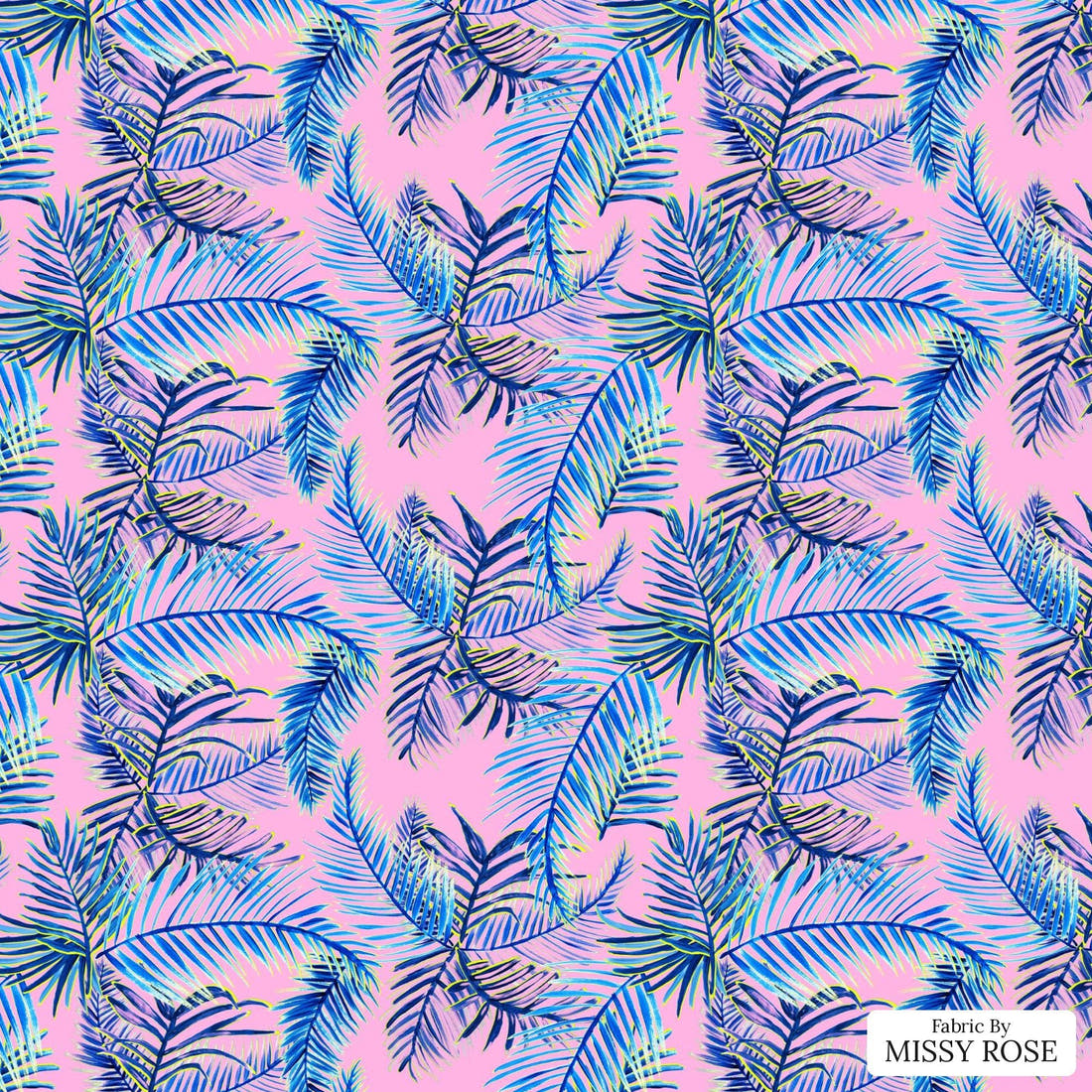 Girl and The Deep Blue Sea 77 flat view of the printed design | Fabric by Missy Rose